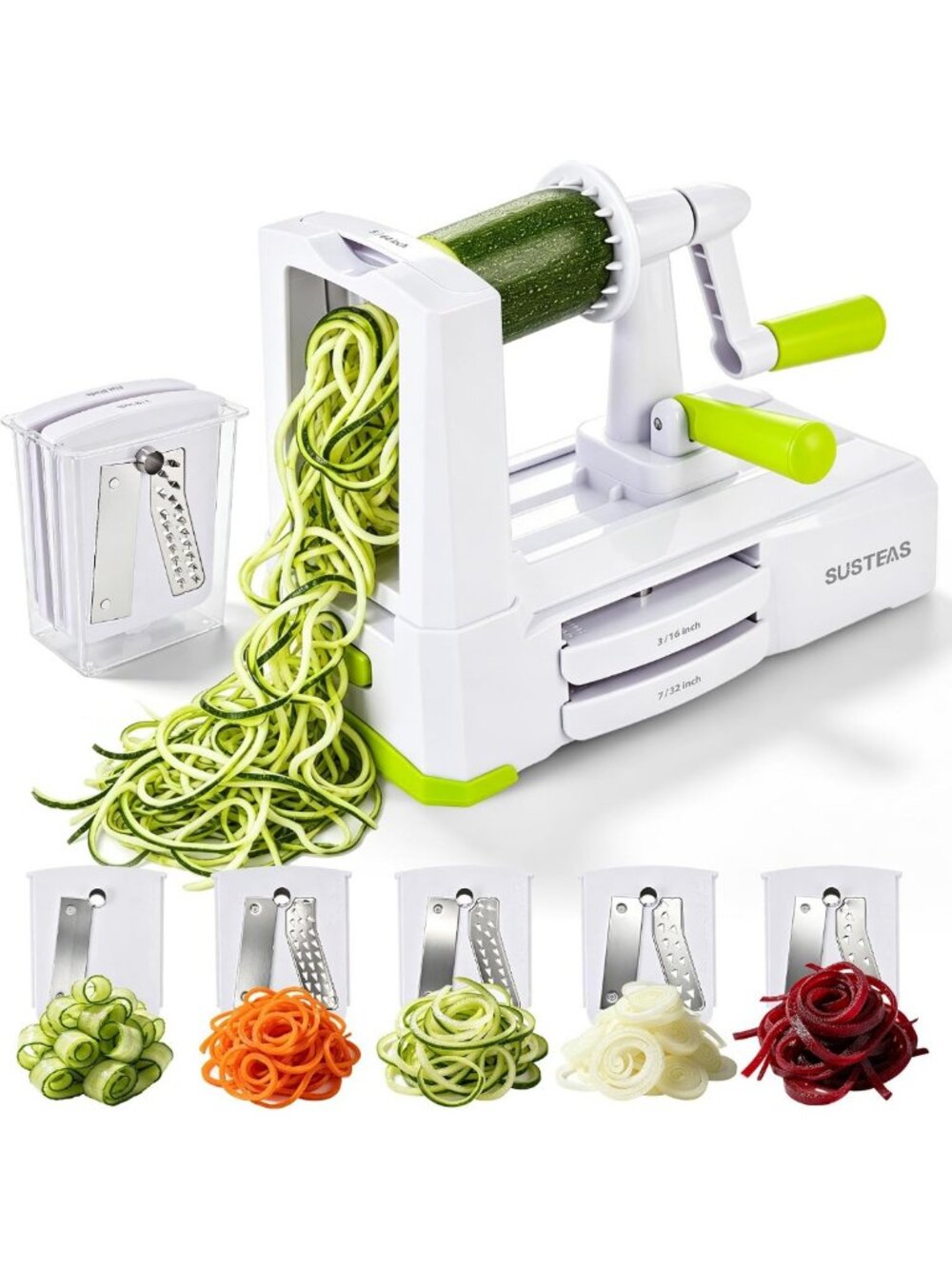 Versatile Vegetable Spiralizer with 5 Blades - Zucchini Noodle Maker & Kitchen